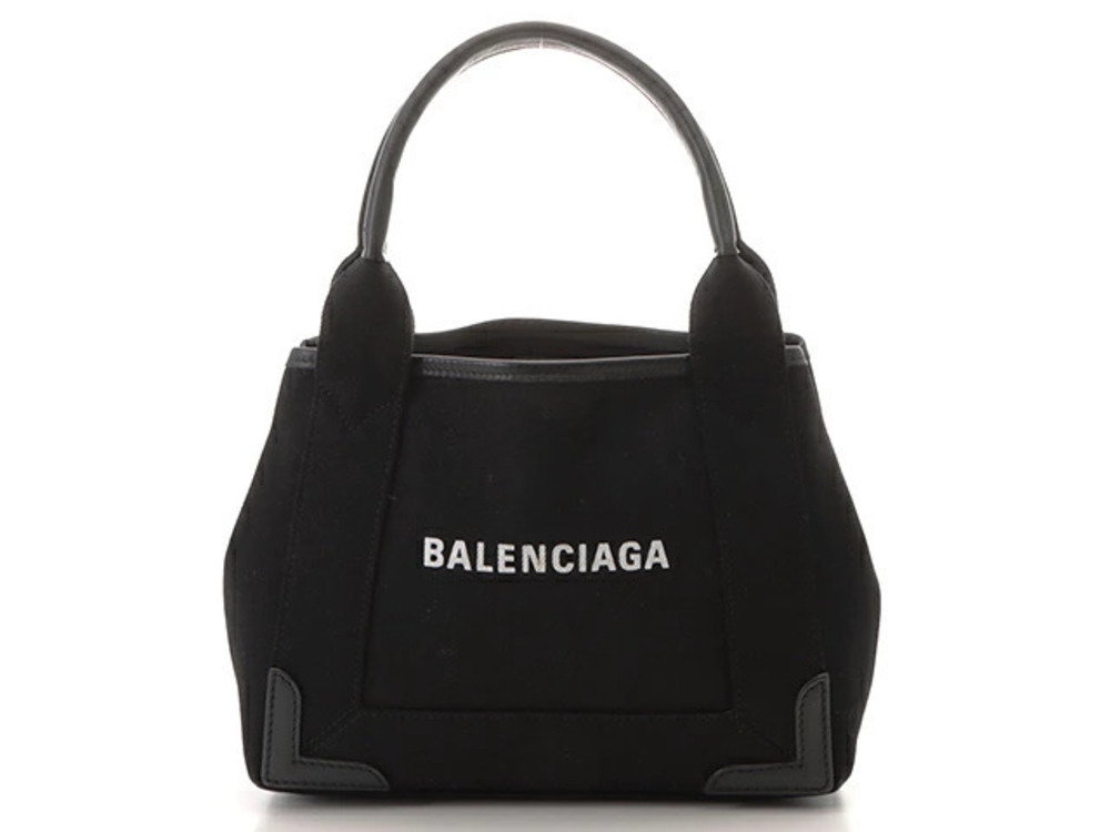 Balenciaga Bag Shoulder Navy Blue Cabas Canvas Black